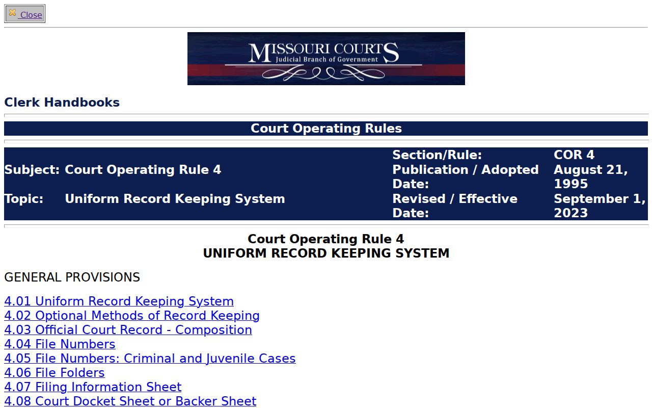 Jerico Springs court records case code source