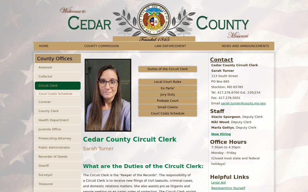 Jerico Springs court records Cedar Circuit Clerk fallback source