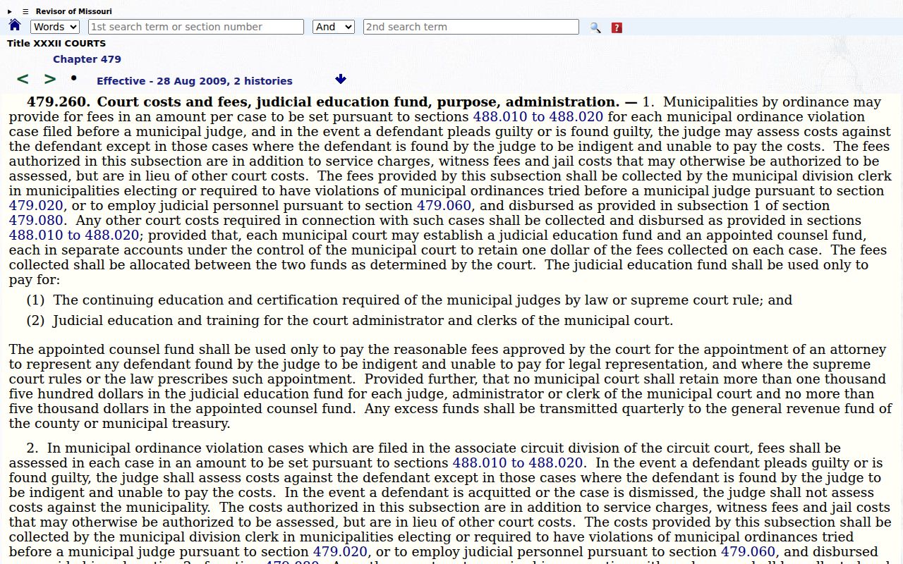 Stockton court records municipal violations bureau statute