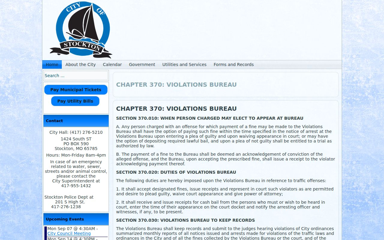 Stockton court records violations bureau source