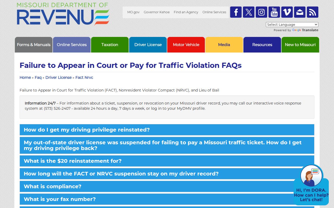 Cedar County traffic court records Department of Revenue boundary